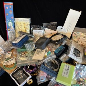 Assorted Jewelry & Accessories Lot - Black, Gold, Silver